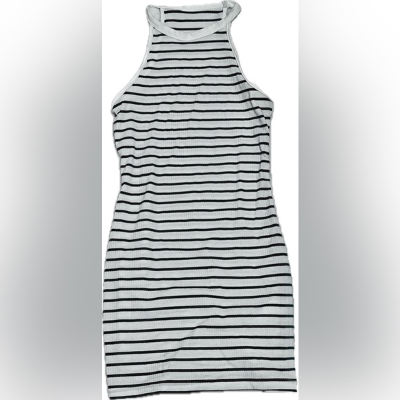 NWOT white & black ribbed spaghetti strap mini dress - small - Picture 2 of 3